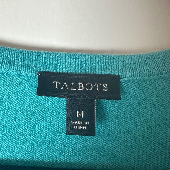 Talbots Teal Ruffled Crew Neck Sweater - Picture 3 of 3